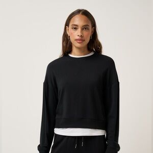 Zipper Detail Sweatshirt Black Sz L